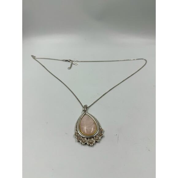 Brighton Sakura Pink Quartz Large Long Teardrop Necklace NWT - Picture 2 of 5